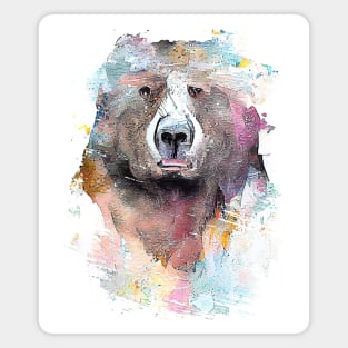 Bear Grizzly Wild Animal Nature Watercolor Art Painting Magnet